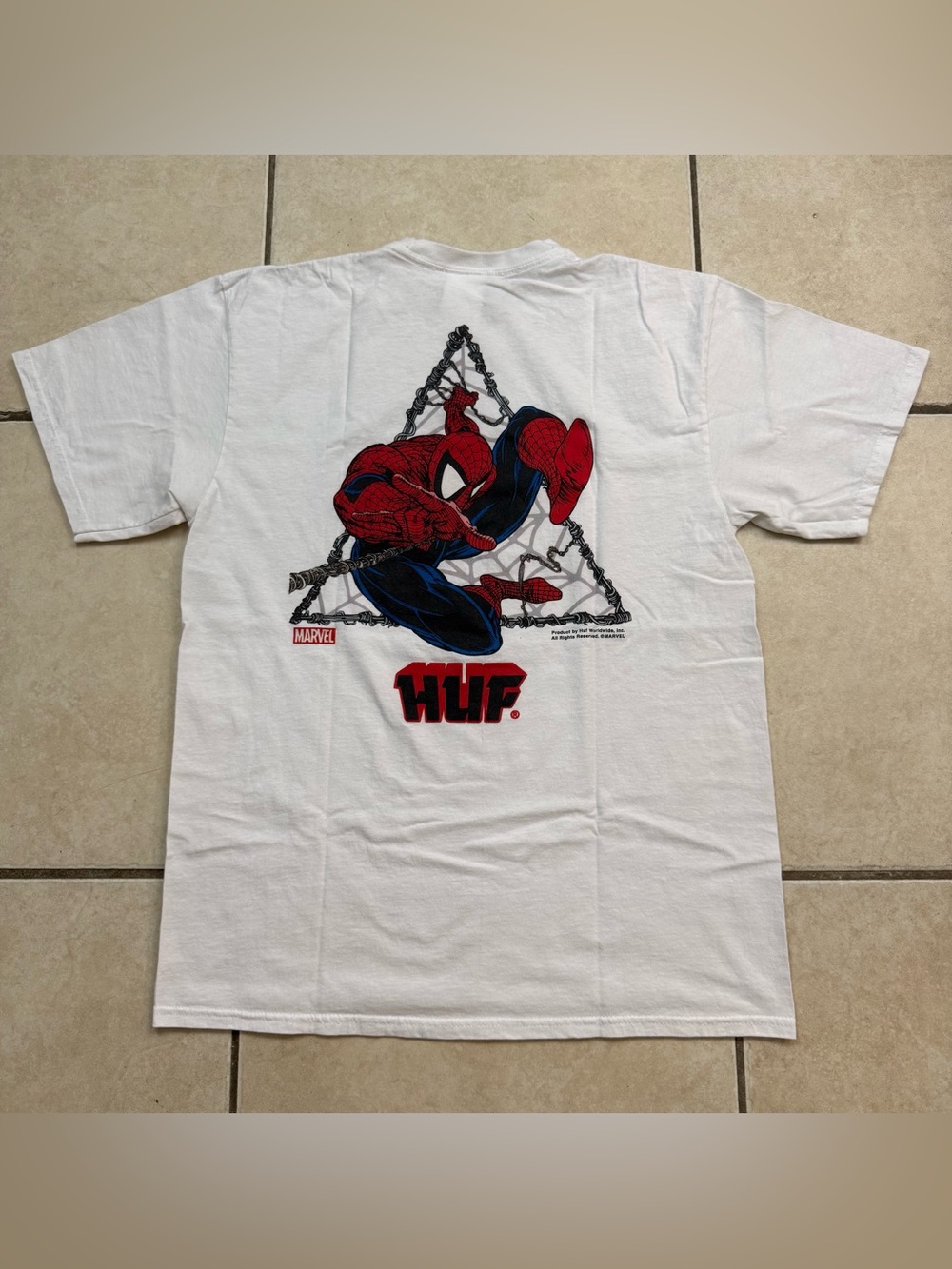 HUF x Marvel Spider-Man Double Sided T-Shirt Mens Medium Marvel Comics White